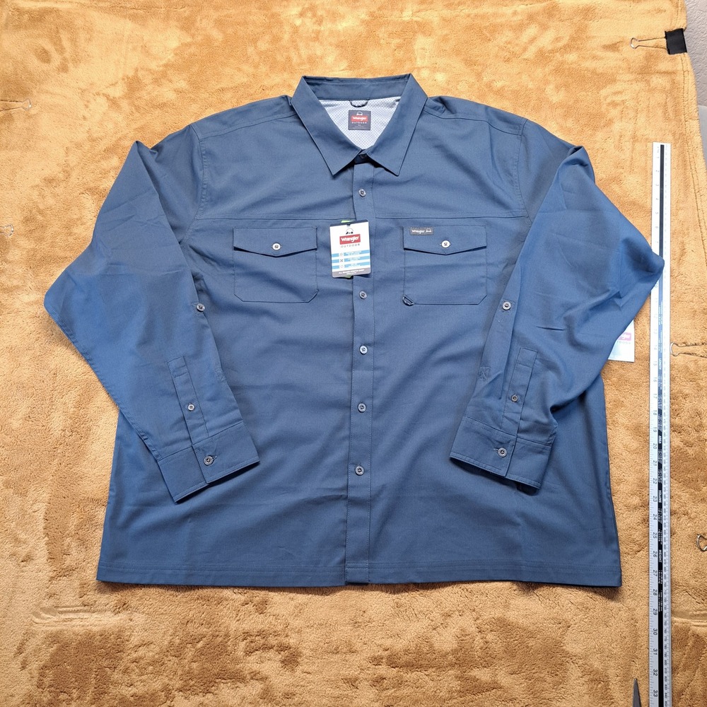 Wrangler Outdoor Shirt Mens 3XL Blue New All Season Stretch UPF 40+ Utility